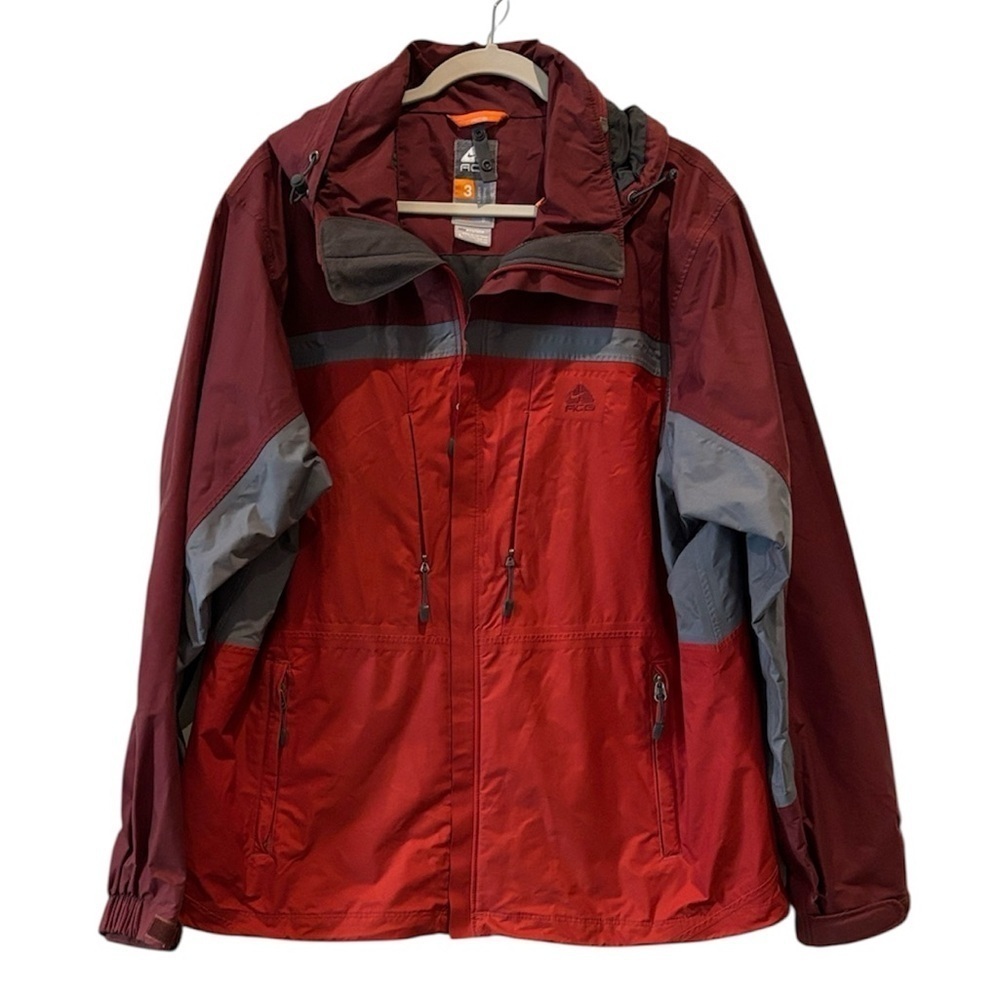 VINTAGE Nike ACG Jacket Mens L Large Red Thermal Layer 2 Full Zip Winter​